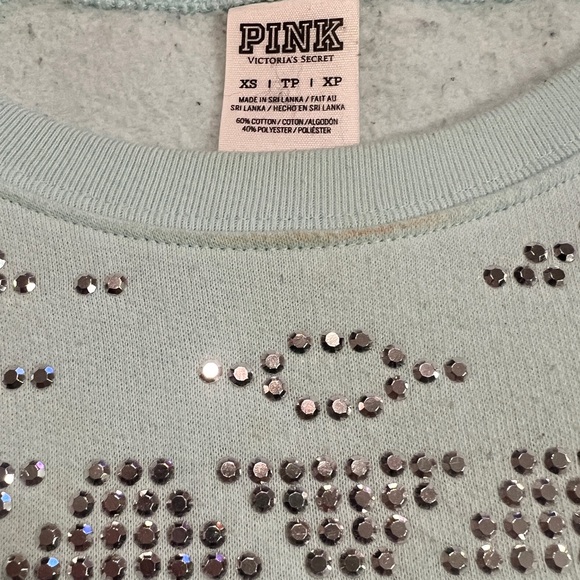 Flawed VS PINK turquoise studded sweatshirt size XS - Picture 12 of 12